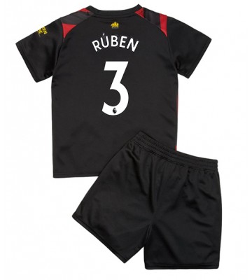 Manchester City Ruben Dias #3 Bortedraktsett Barn 2022-23 Kortermet (+ Korte bukser)